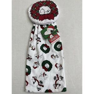 Peanuts Snoopy Hanging‎ Kitchen Towel Christmas Wreath Holidays Woodstock NWT